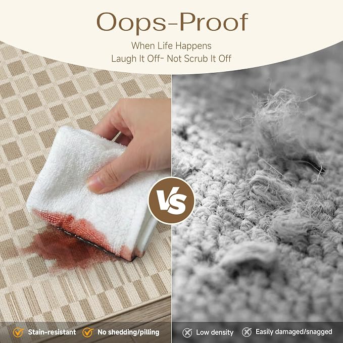 PureCozy Machine Washable Brown 2x6 Runner Rug for Hallways Indoor Kitchen Long Carpet Non-Slip Low Pile Modern Soft Accent Throw Rugs for Entrance Bedroom Dining Laundry