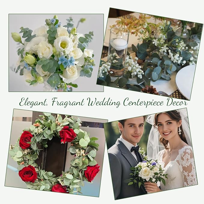 80 Stems Preserved Real Eucalyptus Bunches, Lifelike Natural Green Eucalyptus Leaves for Shower, Maintenance-Free Dried Florals for Vase Fillers, Wedding Centerpieces, Bathroom Home Office Decor