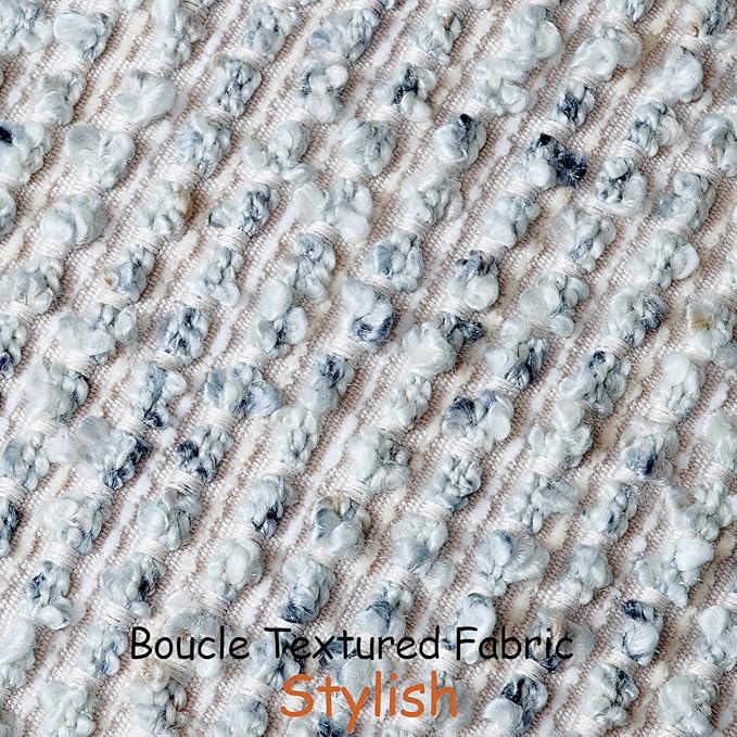 DEZENE Striped Throw Pillow Covers 22x22 Set of 2 Blue Textured Boucle Chic Morden Boho Accent Farmhouse Square Decorative Couch Pillow Covers for Home Decor Bed Sofa Living Room