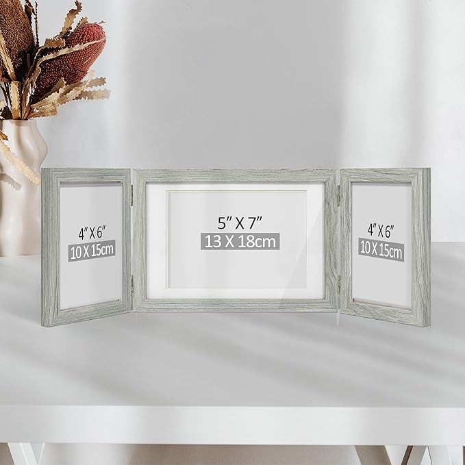 Afuly Bilderrahmen Collage Holz Grau 3 Bilder für 13x18 und 10x15 Fotos Mehrfach Fotorahmen Rustikal Deko Family Hochzeit Geschenk für Oma Mum Mutter Freund
