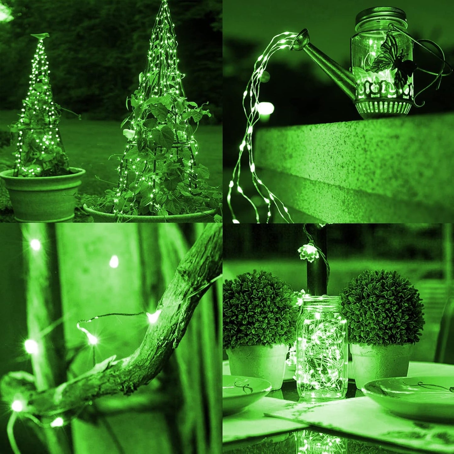 TW SHINE Green Solar String Lights Outdoor, Total 80 FT 240 LED Solar Powered Waterproof Fairy Lights 8 Modes Copper Wire Christmas St. Patrick's Day Party Tree Wedding Yard Decorations, 2 Pack