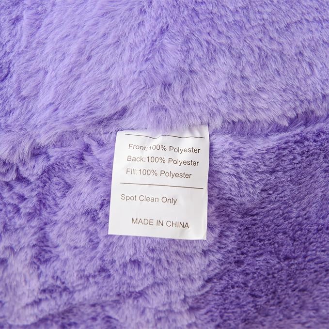 A Nice Night Faux Fur Reading Pillow Bed Wedge Adult Children Backrest with Arms Back Support for Sitting Up in Bed/Couch for Bedrest,Large Size,Light Purple