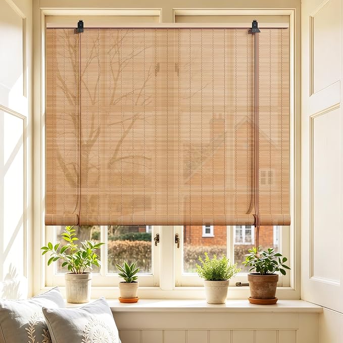 Bamboo Blinds 72x48 inch Bamboo Roman Shades for Indoor Windows Outdoor Patio,Light Filtering Sunshade Roll Up Window Shades,Easy to Install