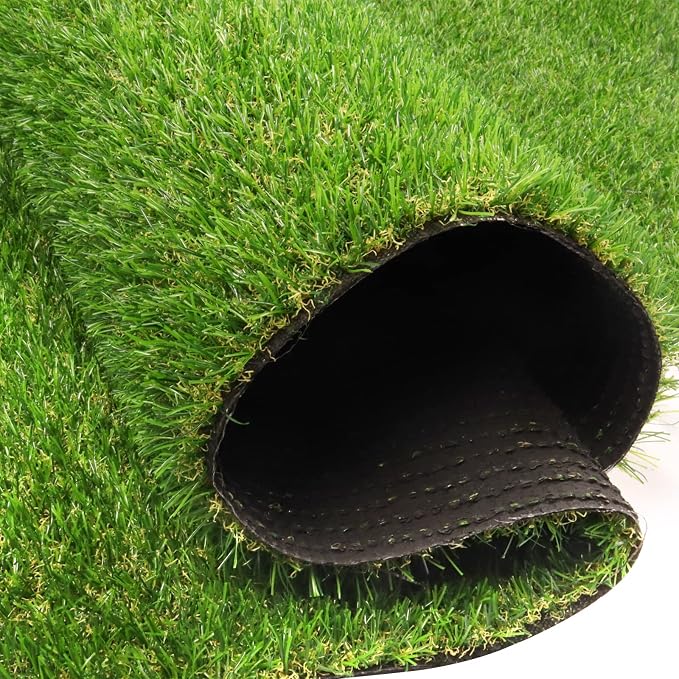 Heyroll Artificial Turf Grass Indoor Outdoor 4 ft x 10 ft, 0.8 inch Realistic Synthetic Fake Grass, Artificial Lawn Rug Dog Pets Mat, Turf Carpet for Patio Landscape Backyard, Custom Size