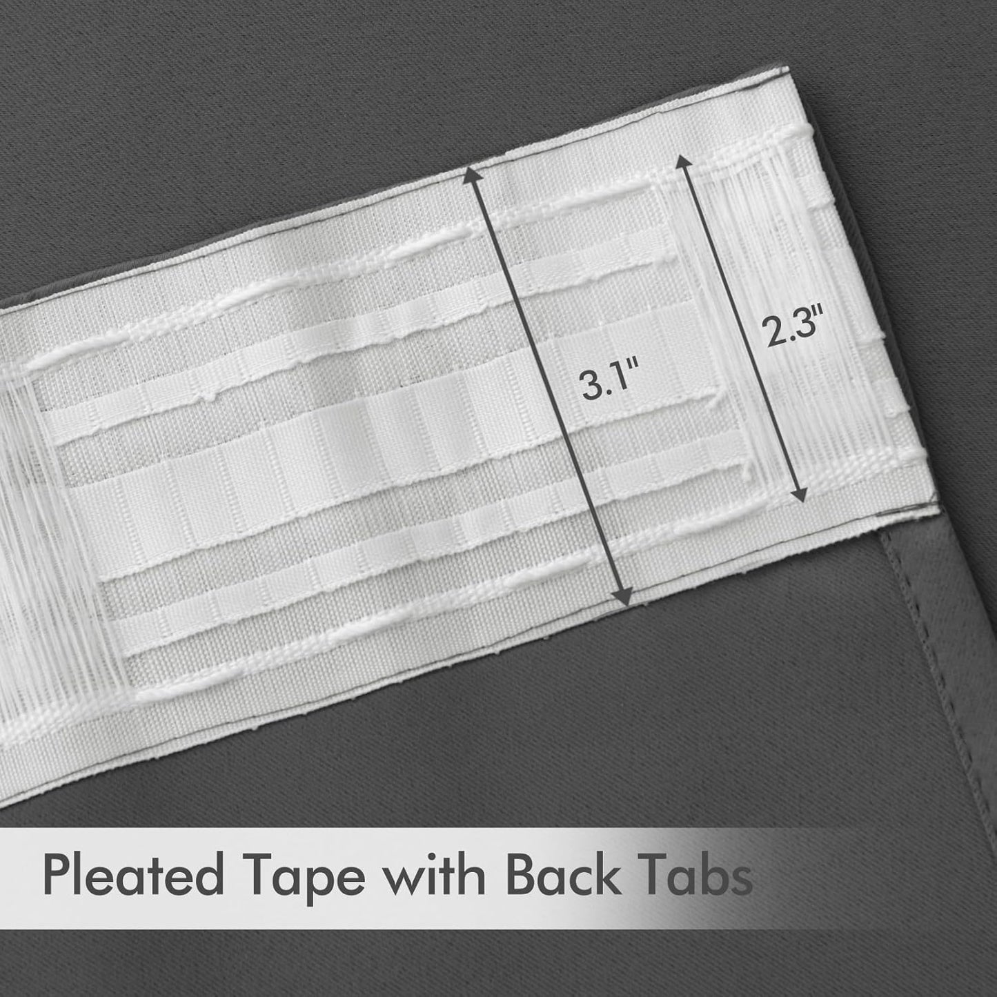 MIULEE Back Tab Grey Blackout Curtains 120 Inch Long 2 Panels Set for Living Room Bedroom Privacy, Rod Pocket/Pinch Pleated Extra Long Thermal Insulated Room Darkening Light Blocking Curtains/Drapes