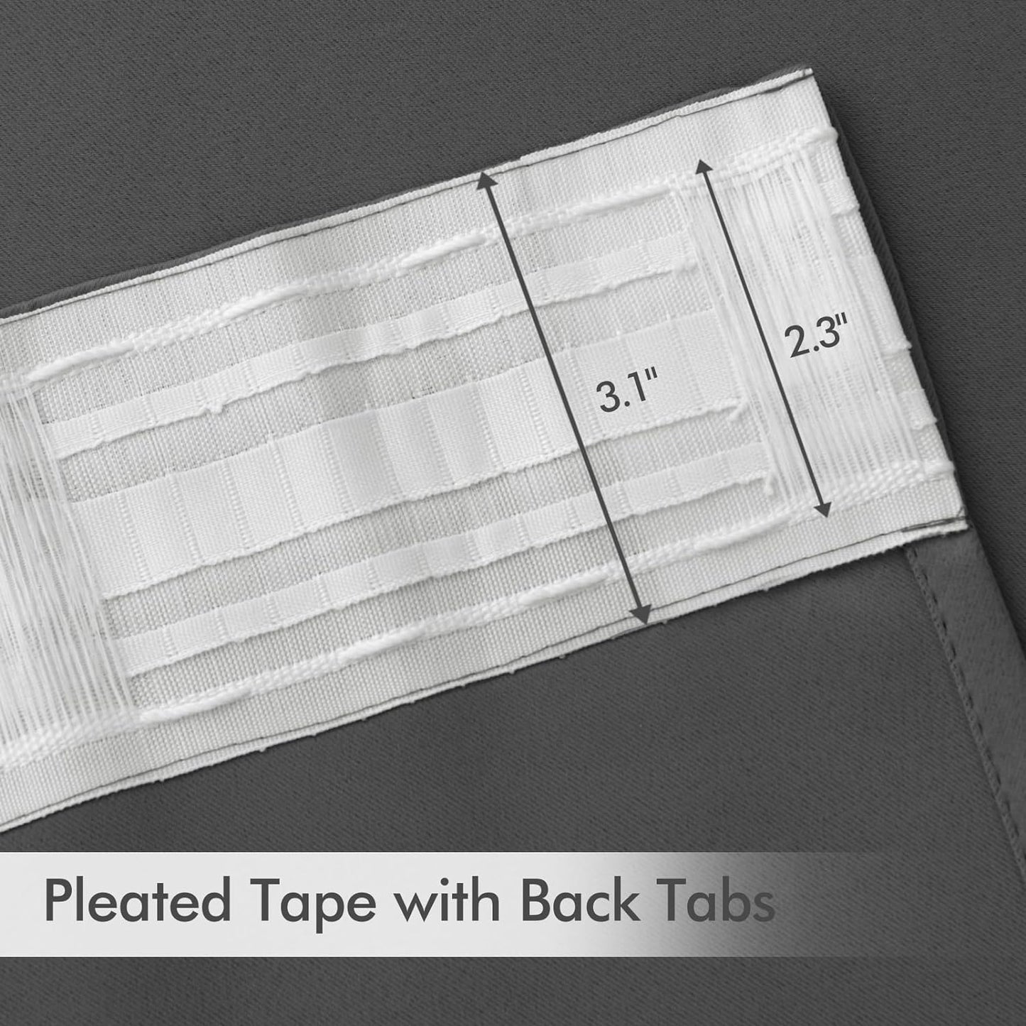 MIULEE Grey Back Tab Blackout Curtains 72 Inch Length 2 Panels Set for Living Room Bedroom Privacy, Rod Pocket/Pinch Pleat Thermal Insulated Room Darkening Pleated Light Blocking Drapes