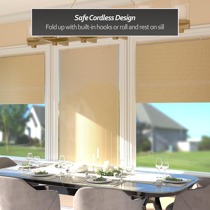 Red Lantern Matchstick Cordless Window Shade - Natural, 36" Wide