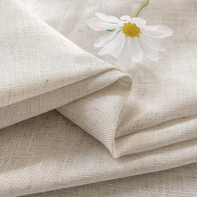 MAIHER Faux Linen Pinch Pleat Semi Sheer Curtains 80 Inch Length, Light Filtering Patio Door Pinch Pleated Drapes with Hooks for Living Room Bedroom, Easy Hanging (54" W x 80" L, Linen, 1 Panel)