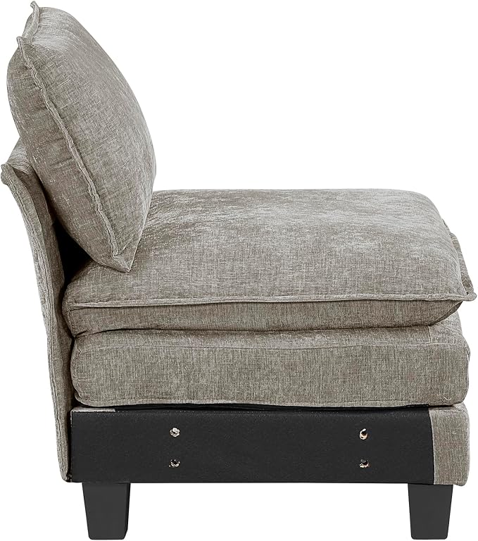 Lexicon Modular Sectional Sofa, Module for Sectional Couch, Armless Chair, Removable Cushion Cover, Soft Upholstery, Durable Frame, Customizable Comfort, Chenille Dark Pewter