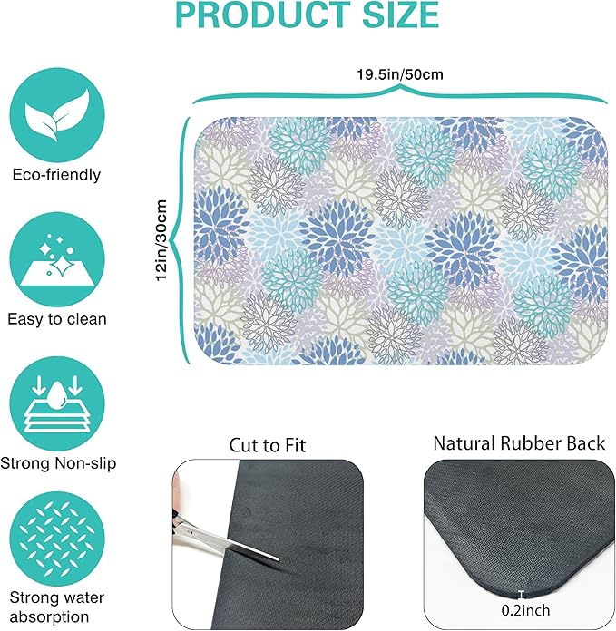 Fun Coffee Mat 19inx12in,Coffee Bar Mat for Countertops,Absorbent Hide Stain Anti-Slip Coffee Bar Accessories Fit Under Coffee Machine Mat,dish Drying Mats for Kitchen