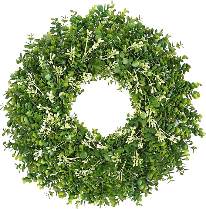 26 Inch Large Greenery Eucalyptus Boxwood Wreaths Artificial Easter Summer Spring Wreaths for Front Door Outdoor All Season Spring Decorations for Home Porch Room Window Wall Farmhouse (Berries)