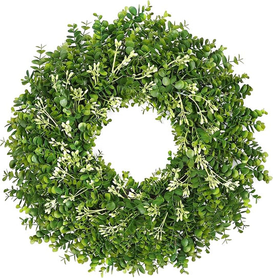 26 Inch Large Greenery Eucalyptus Boxwood Wreaths Artificial Easter Summer Spring Wreaths for Front Door Outdoor All Season Spring Decorations for Home Porch Room Window Wall Farmhouse (Berries)