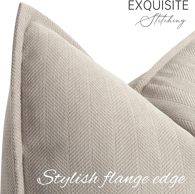 ZWJD Gray Pillow Covers 22x22 Set of 2 Chenille Pillow Covers with Elegant Design Soft and Luxurious Decorative Throw Pillows for Couch, Bed, and Home Decor
