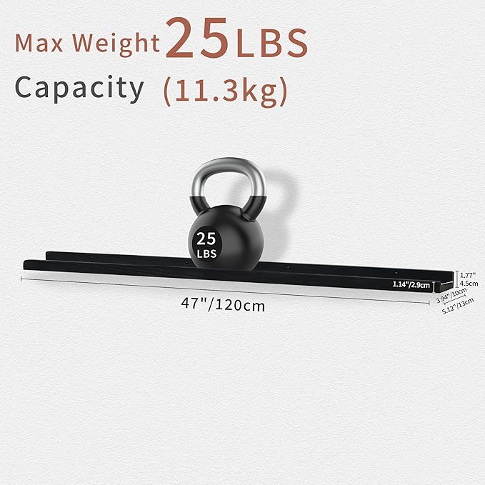 Long Floating Shelves for Wall 47 Inch,Real Wood Picture Ledge Shelf with Lip Set of 4,Photo Frame Storage Display for Living Room Nursery Bedroom Bathroom Kitchen Home Office Decor (Black)