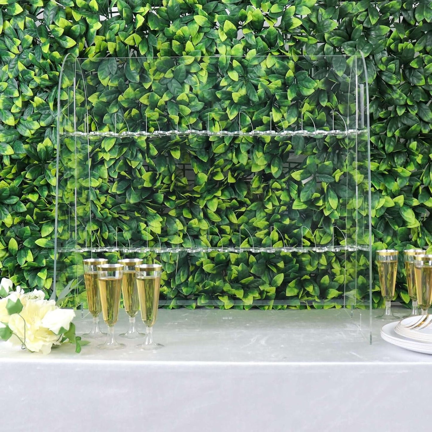 Tableclothsfactory 25" Clear Acrylic 2-Tier Wine Glass Stemware Rack, Champagne Flute Holder with Stand