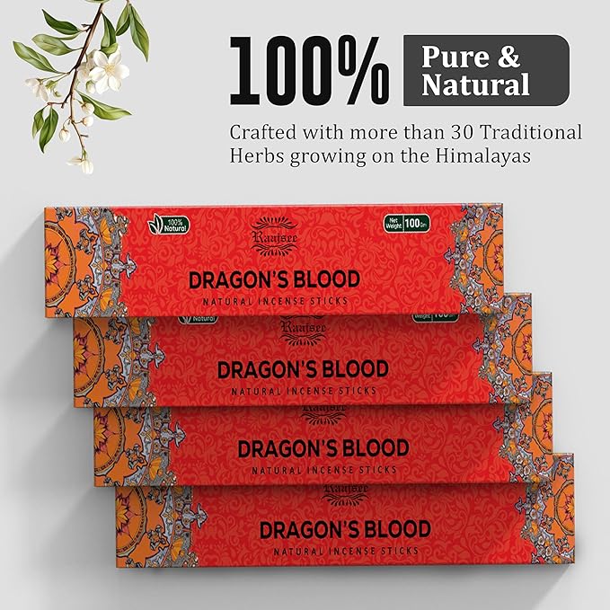 Raajsee Dragons Blood Incense Sticks (180 gm), 100% Pure Organic Natural Hand Rolled Free from Chemicals, (Pack of 12) Visit the raajsee Store
