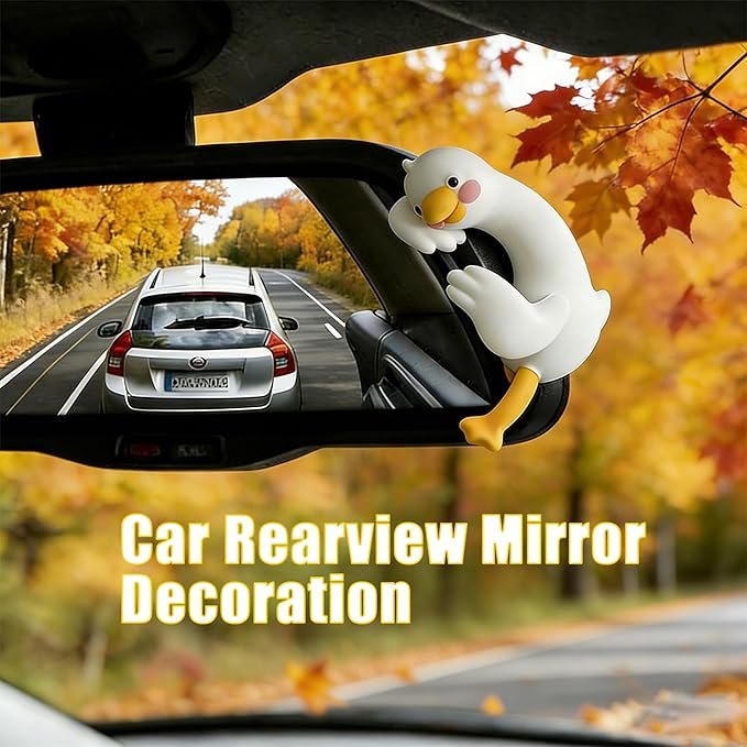 Funny Resin Desk Goose Decor 4 PCS, Mini Cute Goose Figurines for Computer Monitor, Car Dashboard and Rearview Mirror, Office Desk, Photo Frame Decorations Accessories & Housewarming Gifts