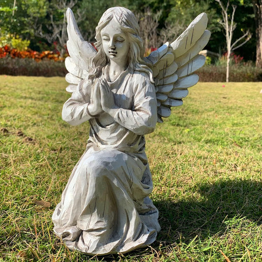 Praying Angel Garden Statue, Religious Fairy Sculpture Waterproof Decorative Figurine Art Decor for Patio, Lawn, Yard, Housewarming Ornament Present Angels HSa-1