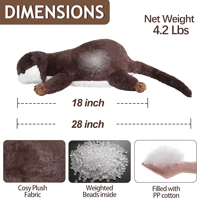 CSVBTRF Weighted Stuffed Animals, 4.1 lbs 18" Otter Plush Hugging Pillow, Otter Stuffed Animal Gifts for Kids Boys and Girls