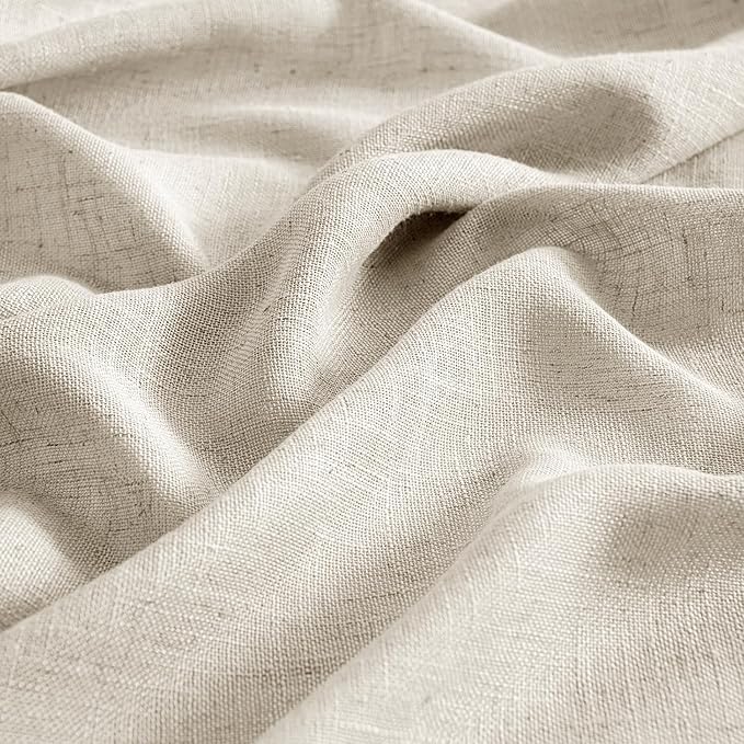 MIULEE Cream Linen Curtains 84 Inch Length 2 Panels for Bedroom Living Room, Soft Linen Textured Window Drapes Semi Sheer Light Filtering Back Tab Rod Pocket Farmhouse Modern Burlap Look Decor