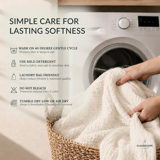 CLOUDSCAPE 4 Layer Muslin Blanket for Adults - 100% Cotton Blankets Twin Size for All-Season - 68"x92" Fits Upto TwinXL Bed - Ultra Soft Lightweight Breathable Cotton Blankets for Summer - Ivory