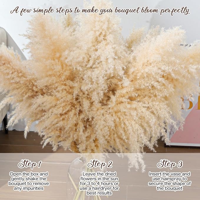 24 pcs Tall Pampas Grass Decoration - Pasuvsigt 40 Inch Large Pampas Grass Dried Flower Decoration,for Bohemian Style Living Room Decoration, Wedding Decoration, Party, Farmhouse Decoration