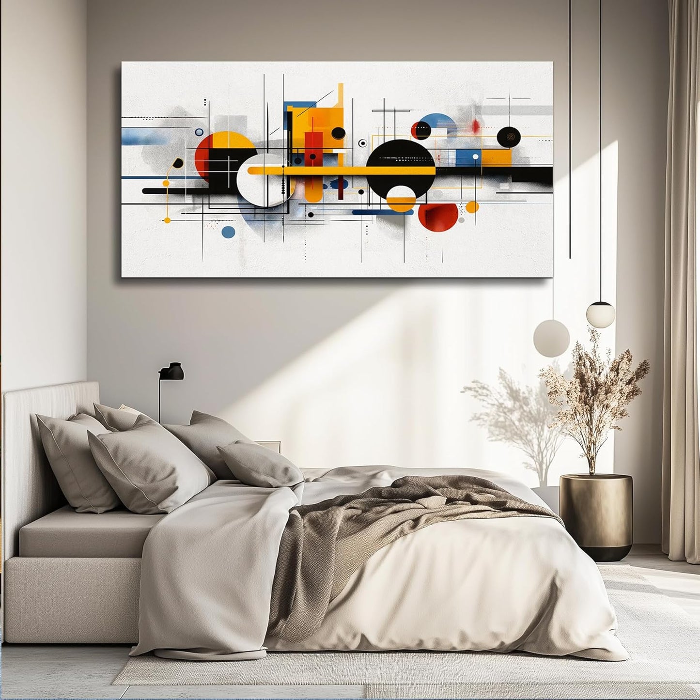 Large Wall Decor for Living Room Canvas Wall Art for Office Wall Decorations for Bedroom Color Line Painting Artwork Room Home Decor 24x48 in