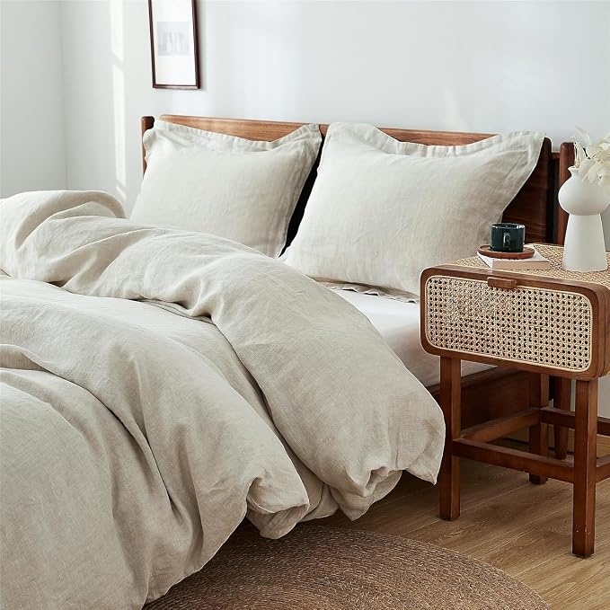 Simple&Opulence 100% Linen Pillow Case Queen Size Set of 2, Linen Pillow Covers with Overlap Closure, Luxury Breathable Pillowcases Protectors Suitable for All-Season (20" X 26", Linen)