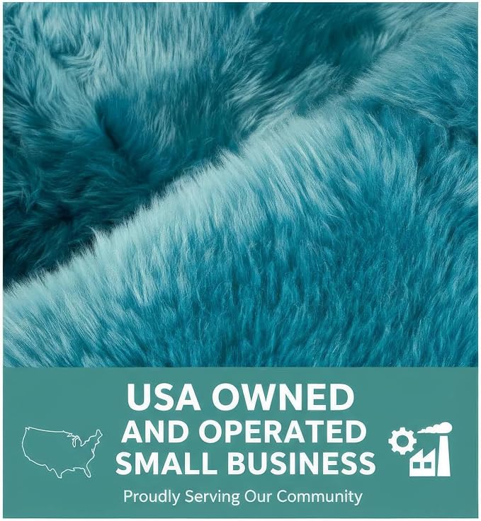Super Area Rugs Beach Blue Genuine Sheepskin Rug 2x3 ft, Real Fluffy Single Pelt Fur Accent Rug for Chair, Seat Cover, Nursery & Home Decor, Natural & Soft Shaggy Throw