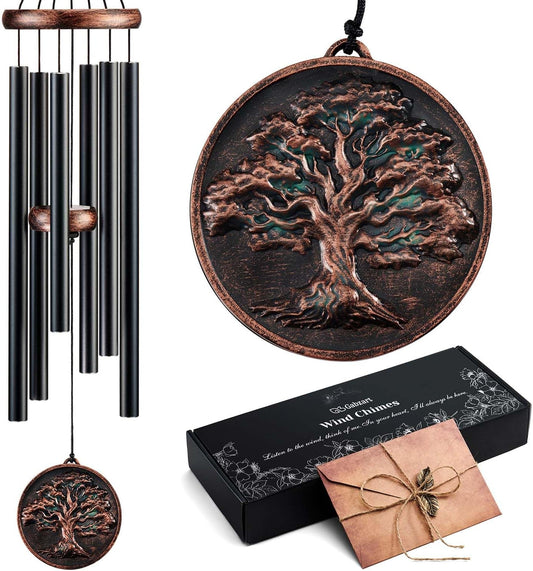 Wind Chimes for Outside, Tree of Life Deep Tone Vintage Wind Chime Outdoor Clearance, Sympathy/Memorial/Festivals/Birthday Gift for Mom Dad Grandma, Home Garden Decor (34" Tree of Life)