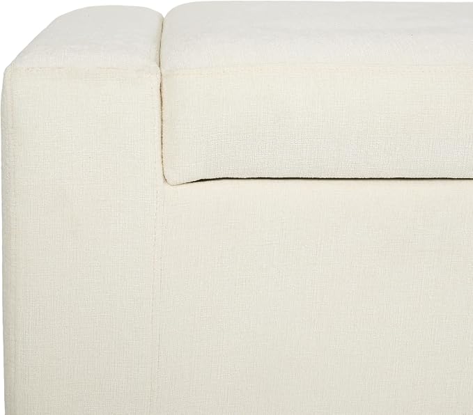 Christopher Knight Home Storage Ottoman, Upholstered Storage Bench, Foot Rest Stool Chair, End Side Table, Modern Fabric Seating Ottoman, Toy Box Organizer for Bedroom, Living Room, Entryway, White