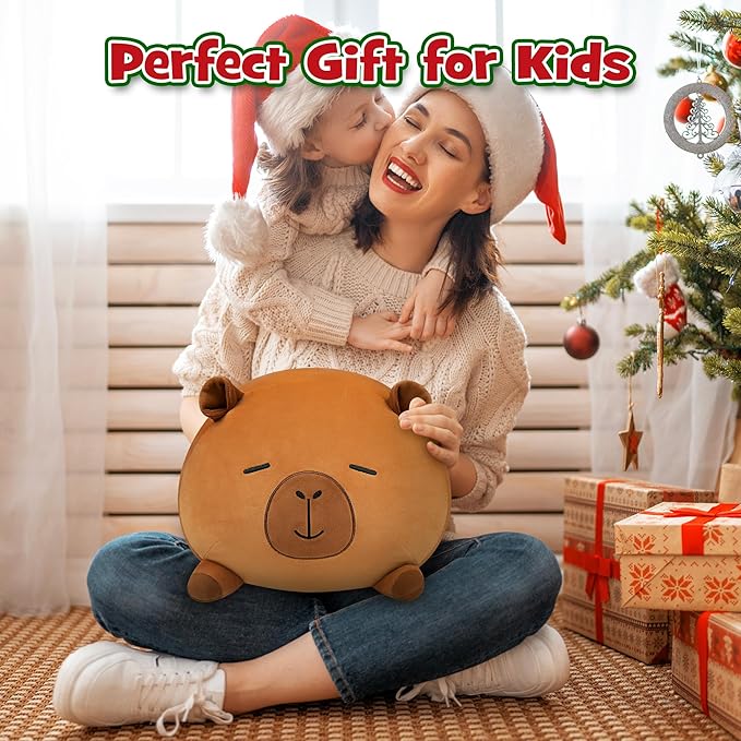 Capybara Plush, Soft Stuffed Animal Pillow Toy, Capybara Mommy with 4 Baby Plushies Family Set, Cute Birthday Gift for Kids Boys Girls Adults