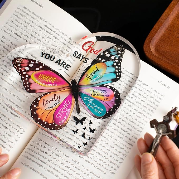 Christian Gifts for Women Birthday, Butterfly Inspirational Gifts for Women Friends, Mom, Sister, Coworker, Catholic Female, Religious Spiritual Gift, Home Christian Decor Sign