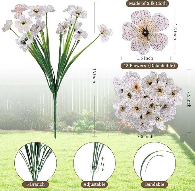 ColoPlay 24 White Bundles Artificial Flowers for Outdoors/Indoors Fake Flowers Plants for Indoor Outside Garden Porch Window Box Home Wedding Farmhouse