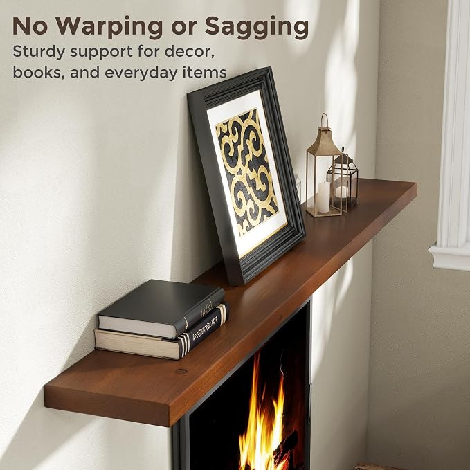 Axeman 72 Inch Floating Shelves for Wall, 9.3" Deep High End Solid Real Wood Wall Shelves with Heavy Duty Invisible Bracket for Living Room, Bedroom, Kitchen, Bathroom, Set of 1, Walnut Finish