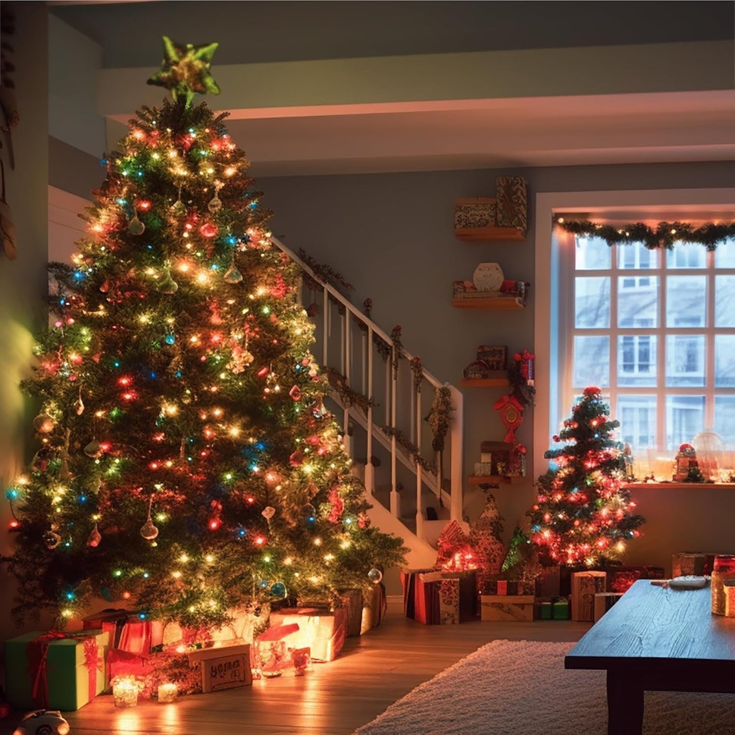 Dazzle Bright 164 FT 500 LED Christmas String Lights, Waterproof Green Wire String Lights with 8 Modes, Outdoor Christmas Decorations for Indoor Garden Party Yard Decor (Multi-Colored)