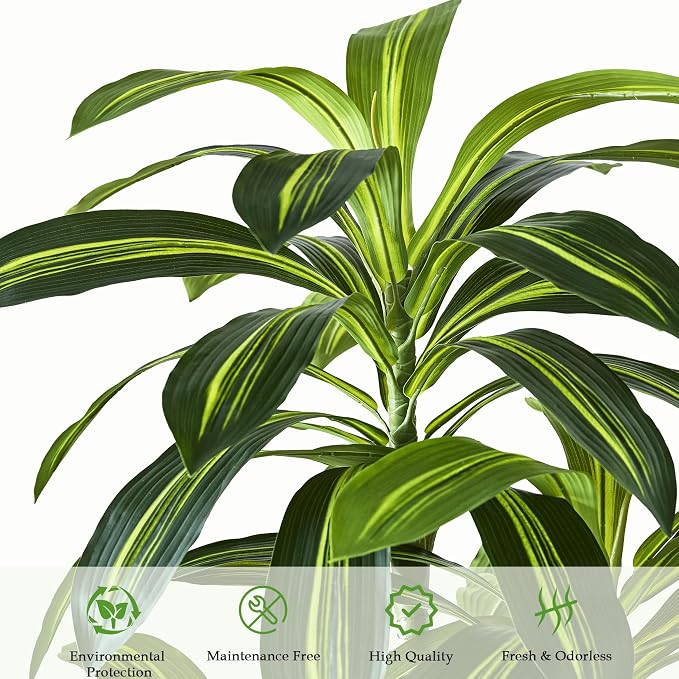 Artificial Dracaena Tree - 7FT Tall Fake Plants with Black Square Planter - Artificial Plants Indoor Floor Plant in Pot - Large Tropical Fake Yucca Potted Tree for Home Office Living Room Decor