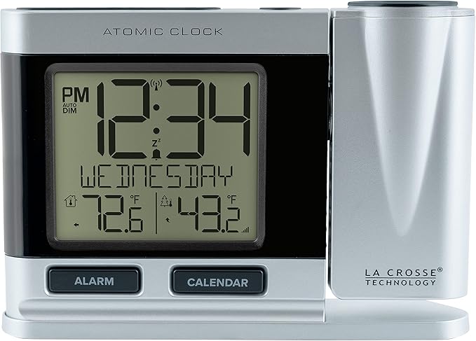 La Crosse Technology Atomic Projection Alarm Clock with Temperature | Wireless Digital Thermometer