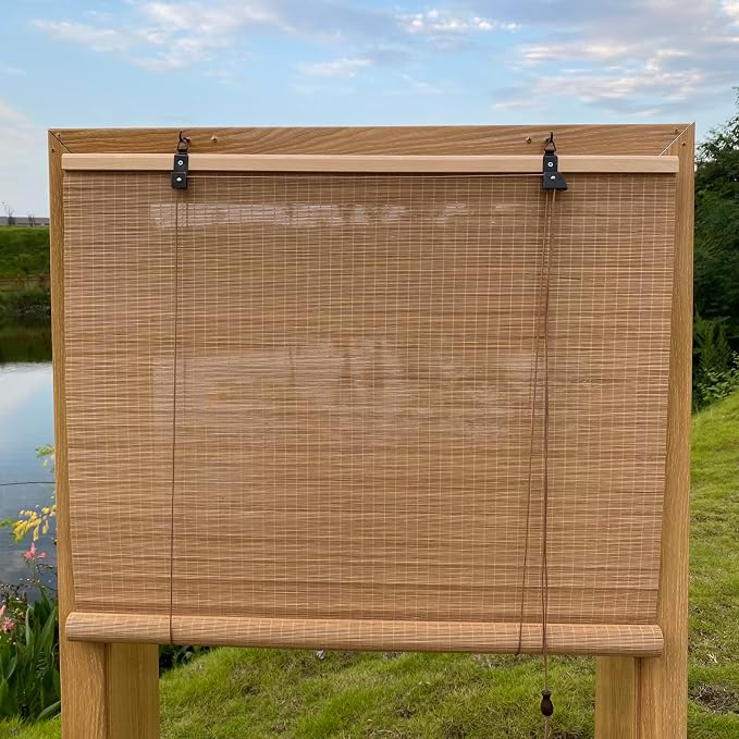 XIUXIU Bamboo Roller Shades Roman Shades for Window Roll Up Blinds for Home Light Filtering Indoor Outdoor Patio C65 W x 63" H