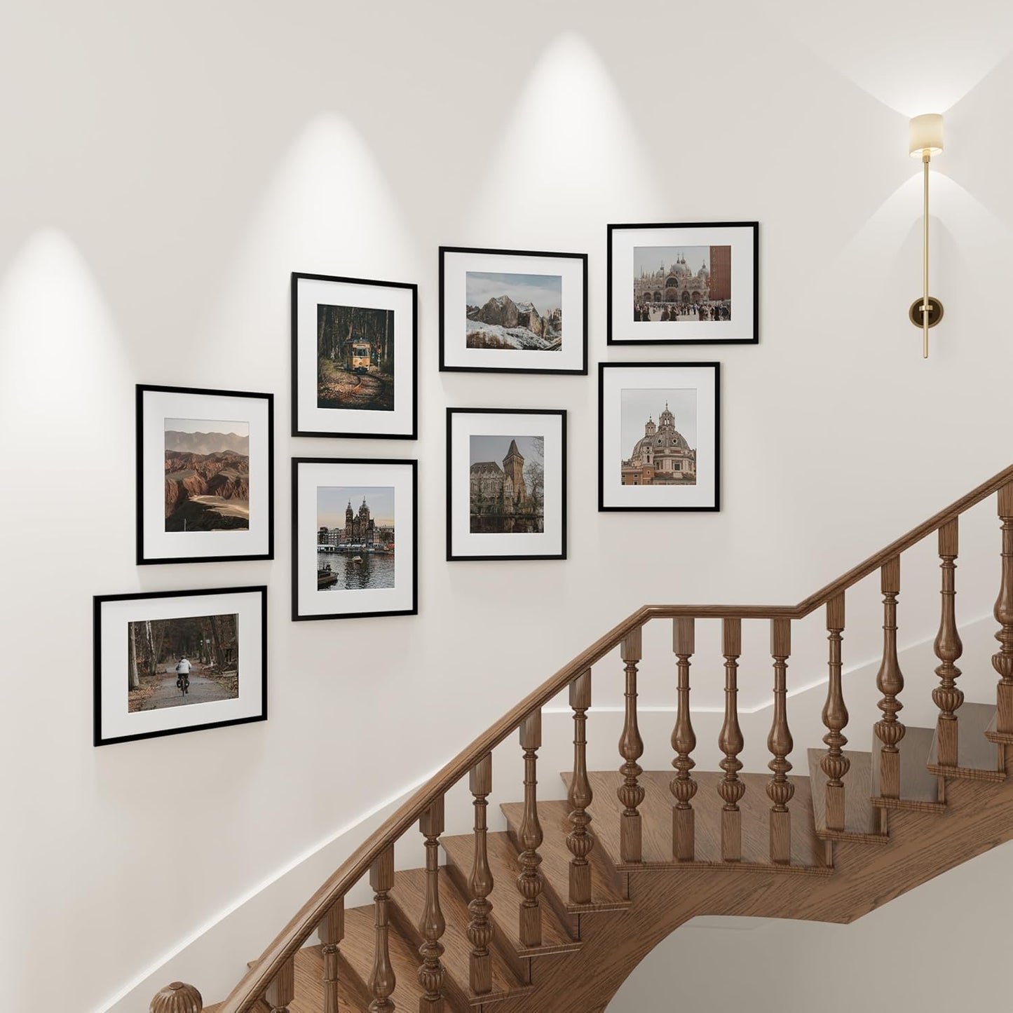 Vittanly 18x24 Picture Frames Set of 9, Shatter Resistant Plexiglass, Display 16x20 Pictures with Mat or 18x24 without Mat, Photo Frames for Wall or Tabletop, PVC Frame, Black