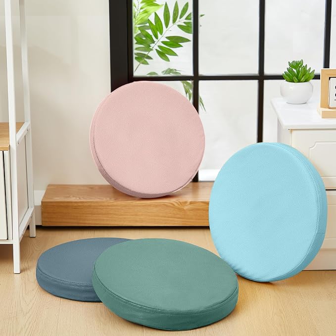 Juexica 5 Pcs Extra Thick Flexible Seating Floor Cushions Assorted Colored Pillow Floor Cushions for Classroom Soft Flexible Seating for Learning Sitting Office School Chair (Morandi Colors,Round)