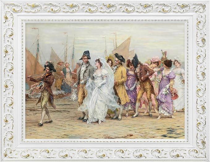 Ornate Canvas Frame for 20x30 Oil Paintings, DIY Wood Open Back Frame for Rustic Farmhouse Modern Home Decor, No Backboard & Cover, White Empty Frame for Fine Art Sunset Sunrise Landscape
