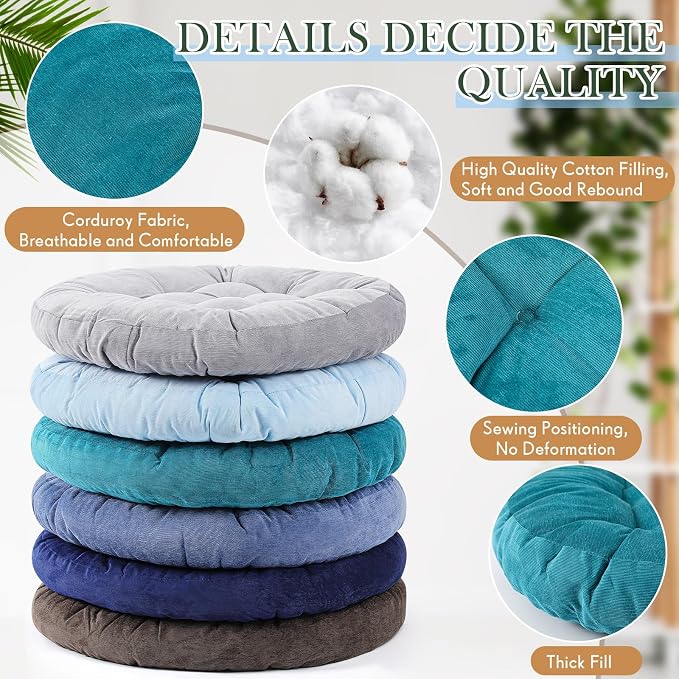 Jerify 6 Pcs Floor Pillow Cushions Large Round Square Large Meditation Floor Pillow for Classroom Adult Meditation Picnic Party Seating Learning Daycare School (Round,Dark Colors)