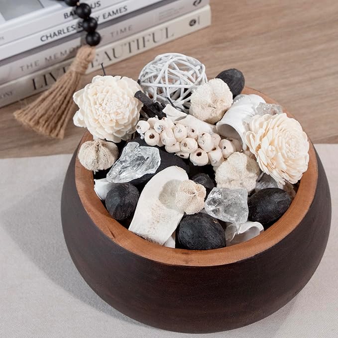 ANDALUCA Maison Box Fragrance Potpourri Decorative Vase & Bowl Filler Home Décor (Black & White Satin)