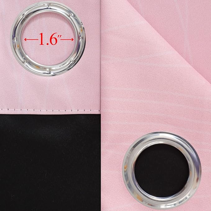 Pink and Grey Blackout Curtains 54 inches Long,Ombre Full Room Darkening Window Curtains for Living Room,Grommet Thermal Insulated Drapes,Light Blocking Curtains for Girls Bedroom,52x54 Inch, 2 Panels