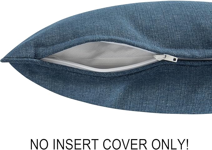 FUNHOME Waterproof Outdoor Lumbar Pillow Covers Set of 2,Home Decor for Garden Patio Furniture,Couch,Sofa 12"x20" Inch Decorative Pillows Cover Only,NO Insert(Denim Blue)