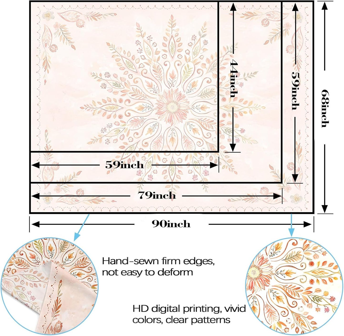 Lunerfex Floral Mandala Tapestry Boho Tapestry for Bedroom Orange Tapestries Wall Hanging Living Room Wall Art and Home Decor 44x60