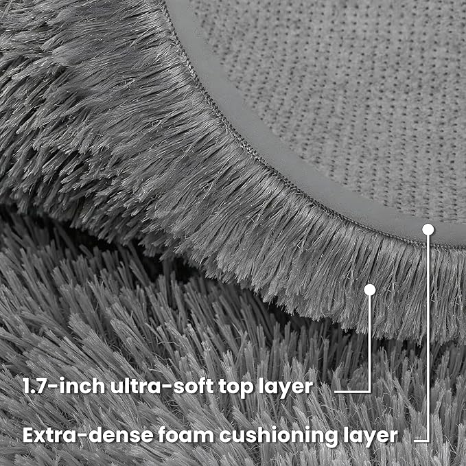 Light Gray ack Round Fluffy Rug 5ft Plush Fuzzy Shaggy Carpet,Soft Rugs for Living Room for Nursery,Preppy Dorm,Classroom,Playroom,Teen,Baby Home Decor (Light Gray 5"x5")
