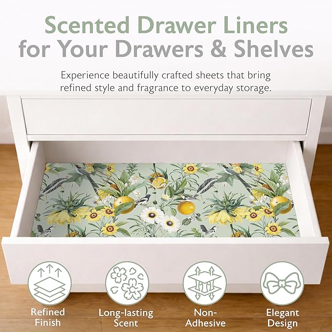 Scented Drawer Liners for Dresser Fragrant Paper Liner for Drawers Cabinet Shelf Linen Closet and Kitchen Scent Liners Non Adhesive (Golden Orchard)