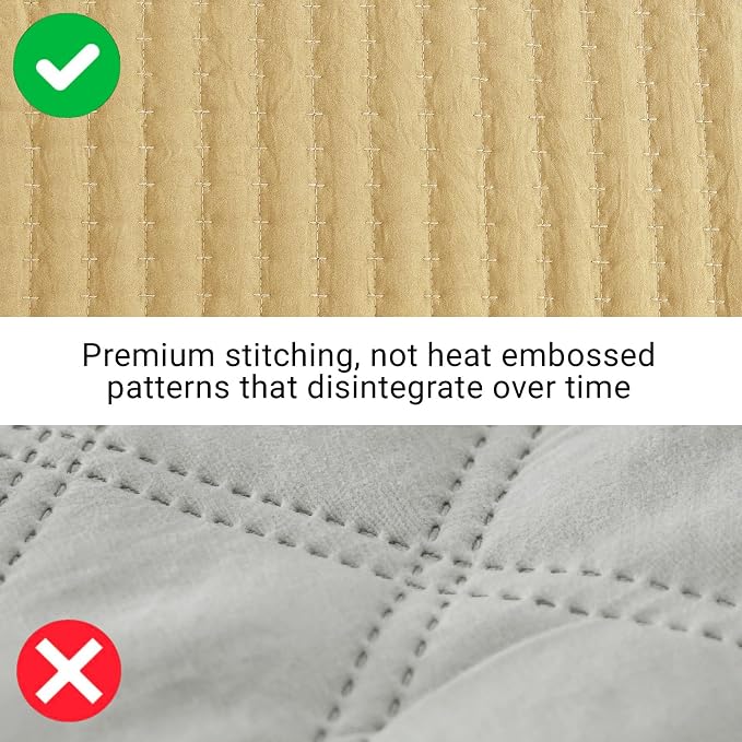WRENSONGE Queen Quilt-3 Pieces Lightweight Bedspreads Chamomile Yellow Queen Size Quilt Bedding Set for All Seasons, Soft Summer Coverlet with 2 Pillow Shams Suitable for Bed & Couch